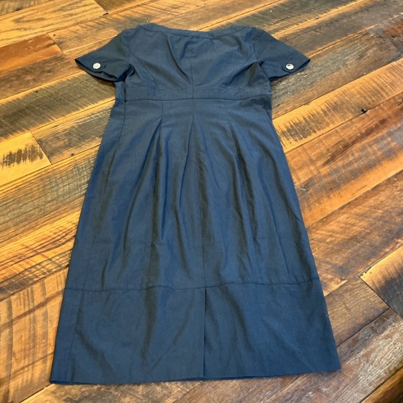 Karen Millen Black Cotton Blend Button Front Sheath Dress Size 8 US - Picture 5 of 11